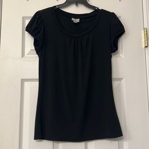 Worthington Black Ruched Cap Sleeve Top